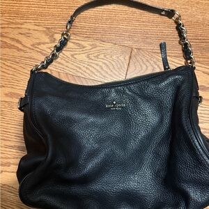 Kate Spade Black Leather Shoulder Bag with Textured Finish